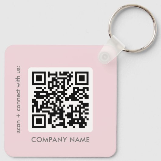 Blush Pink Simple Logo QR Code Sleutelhanger (Achterkant)