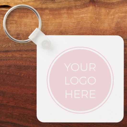 Blush Pink Simple Logo QR Code Sleutelhanger (Voorkant)