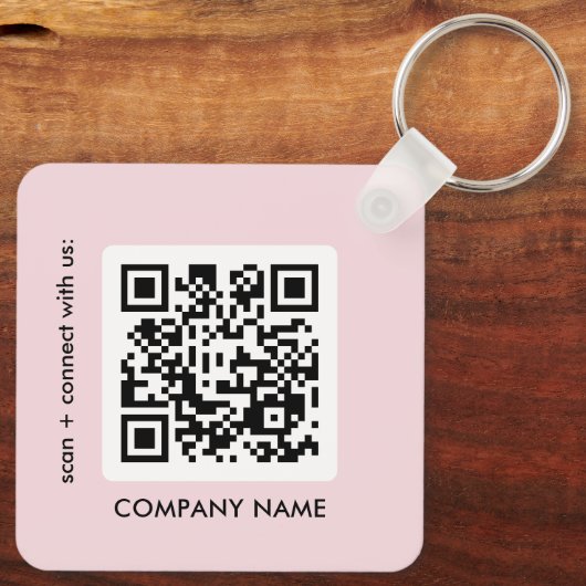 Blush Pink Simple Logo QR Code Sleutelhanger (Achterkant)