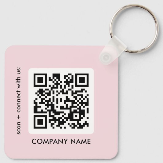 Blush Pink Simple Logo QR Code Sleutelhanger (Achterkant)