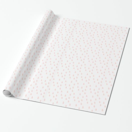 Blush Pink Simple Modern Raindrops Patroon Cadeaupapier (Uitgerold)