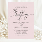 Blush Pink Simple Modern Script Wedding Kaart