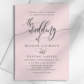 Blush Pink Simple Modern Script Wedding Kaart