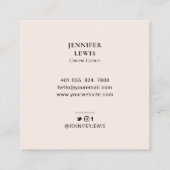 Blush Pink Simple Moderne Photo Social Media Vierkante Visitekaartje (Achterkant)