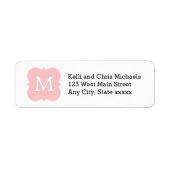 Blush Pink Simple Monogram Elegant Etiket (Voorkant)
