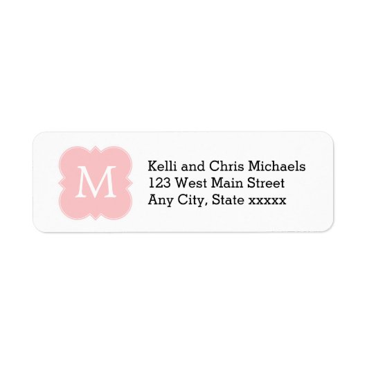 Blush Pink Simple Monogram Elegant Etiket (Voorkant)