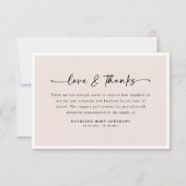 Blush Pink Simple Script begrafenis Bedankkaart (Voorkant)