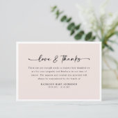 Blush Pink Simple Script begrafenis Bedankkaart (Staand voorkant)