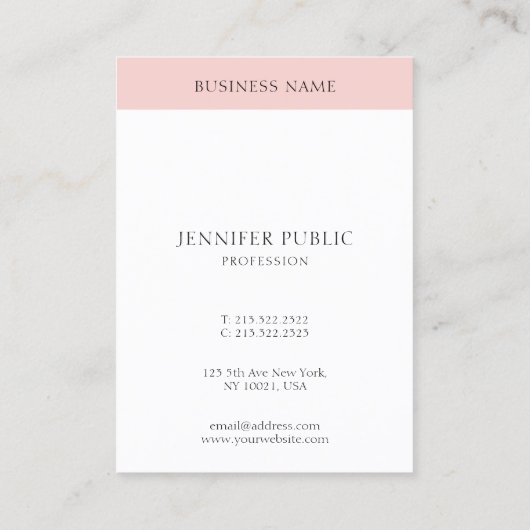 Blush Pink Simple Trendy Moderne Elegant Sjabloon Visitekaartje (Achterkant)