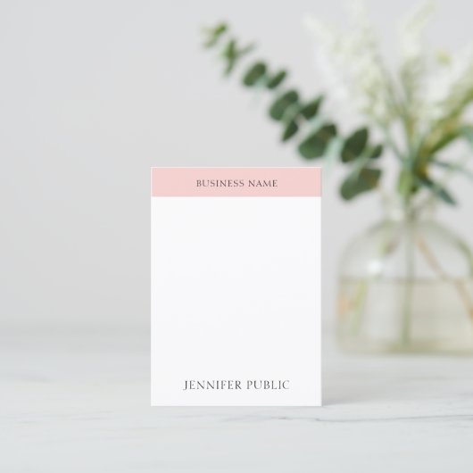 Blush Pink Simple Trendy Moderne Elegant Sjabloon Visitekaartje (Staand voorkant)