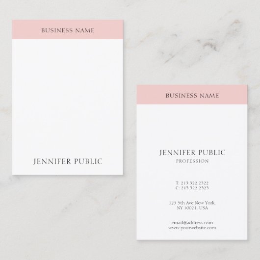 Blush Pink Simple Trendy Moderne Elegant Sjabloon Visitekaartje (Voorkant / Achterkant)