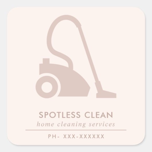 BLUSH PINK SIMPLE VACUUM CLEANER CLEANER SERVICE VIERKANTE STICKER (Voorkant)