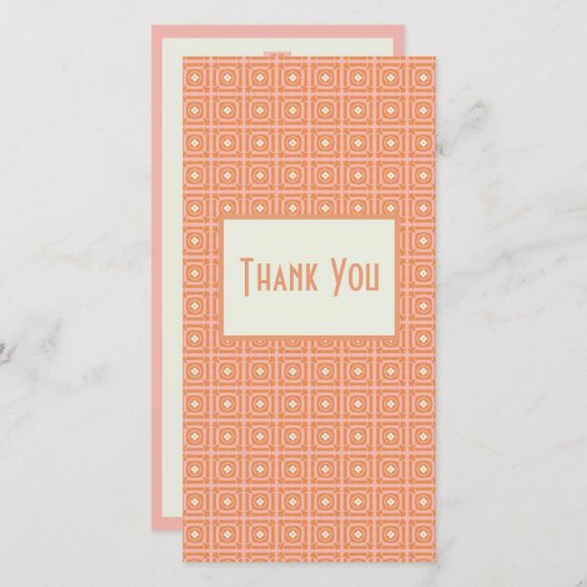 Blush Pink & Sinaasappel Modern Floral Dank je wel Bedankkaart (Voorkant / Achterkant)