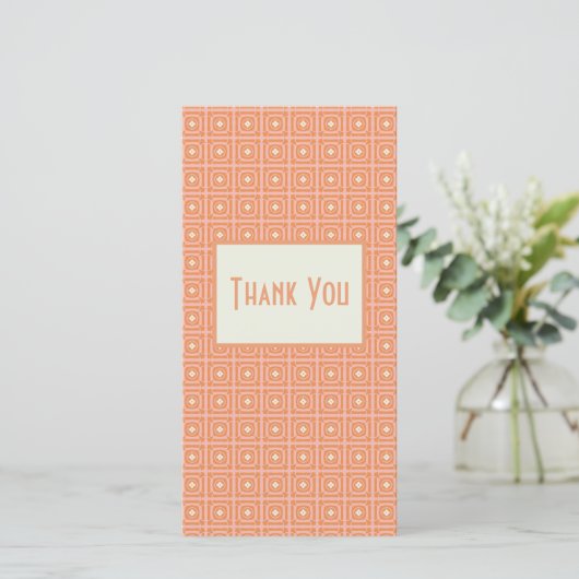 Blush Pink & Sinaasappel Modern Floral Dank je wel Bedankkaart (Staand voorkant)