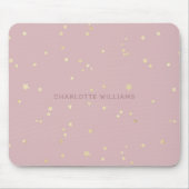 Blush Pink Sky Gold Stars Minimalistisch Monogram Muismat (Voorkant)