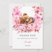 Blush Pink Sleeping Beer Baby shower Bedankkaart (Voorkant)