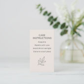 Blush Pink Small Business Care Instructions Visitekaartje (Staand voorkant)