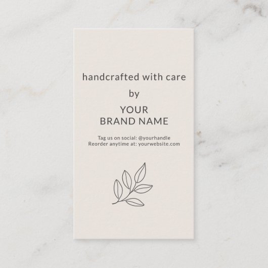 Blush Pink Small Business Care Instructions Visitekaartje (Achterkant)