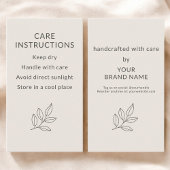 Blush Pink Small Business Care Instructions Visitekaartje