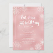 Blush Pink sneeuwflake kerstfeest Uitnodiging (Voorkant)