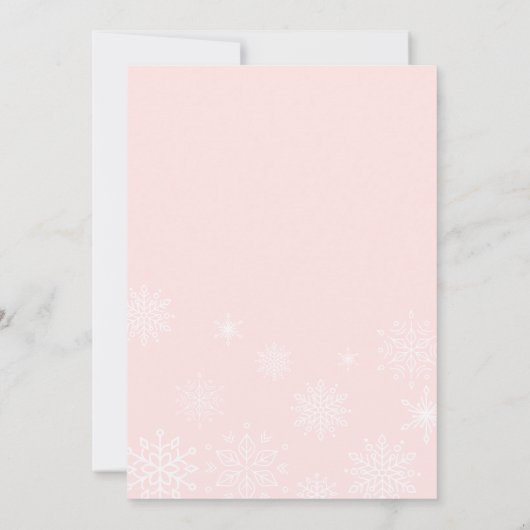 Blush Pink sneeuwflake kerstfeest Uitnodiging (Achterkant)