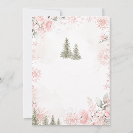 Blush Pink Snow in Love Snowflake Bridal Shower Kaart (Achterkant)