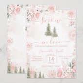 Blush Pink Snow in Love Snowflake Bridal Shower Kaart (Voorkant / Achterkant)