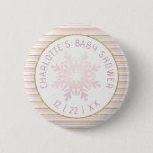 Blush Pink Snowflake Baby shower Button (Voorkant)