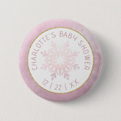 Blush Pink Snowflake Baby shower Button (Voorkant)