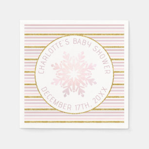 Blush Pink Snowflake Baby shower servetten