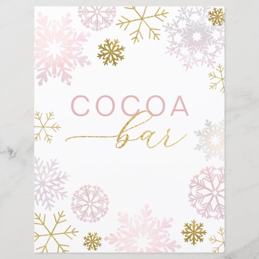 Blush Pink Snowflake Cocoa Bar Teken (Voorkant)