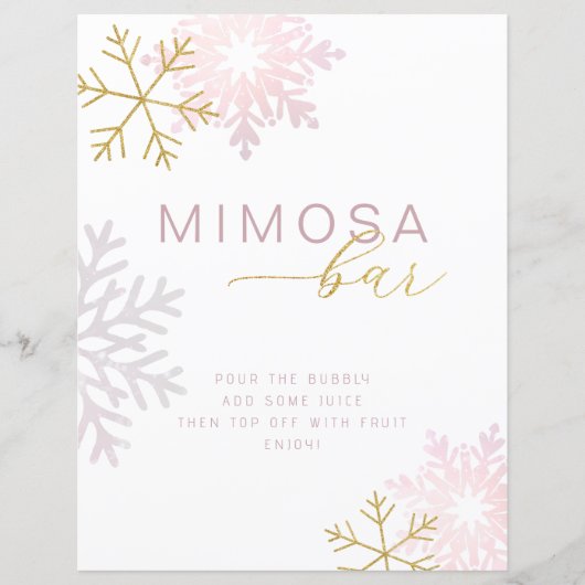 Blush Pink Snowflake Mimosa Bar Sign (Voorkant)