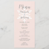 Blush Pink Snowflake Winter Weddenschap Menu (Voorkant)