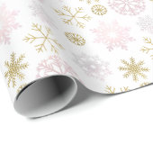 Blush Pink Snowflake Winter Wrapping Paper Cadeaupapier (Rol Hoek)