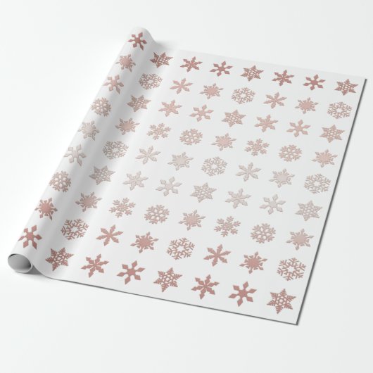 Blush Pink Snowflakes gepatterd Cadeaupapier (Uitgerold)