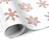 Blush Pink Snowflakes gepatterd Cadeaupapier (Rol Hoek)