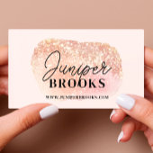 Blush Pink Social Media QR Code Glitter Visitekaartje