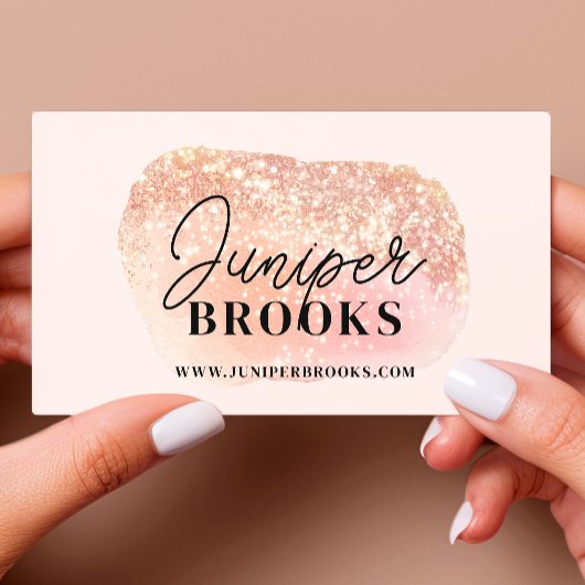 Blush Pink Social Media QR Code Glitter Visitekaartje