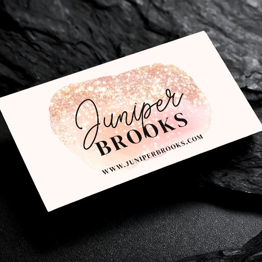 Blush Pink Social Media QR Code Glitter Visitekaartje