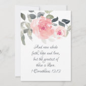 Blush Pink Soft Greenery Floral Christelijk bruilo Kaart (Achterkant)