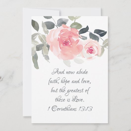 Blush Pink Soft Greenery Floral Christelijk bruilo Kaart (Achterkant)