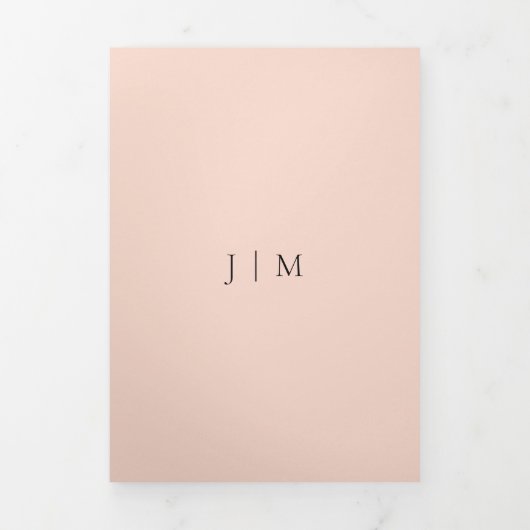 Blush Pink Soft Minimalist Modern Formal Wedding Drieluik Kaart (Cover)
