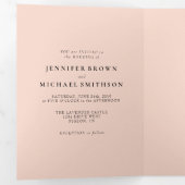 Blush Pink Soft Minimalist Modern Formal Wedding Drieluik Kaart (Binnenzijde eerst)