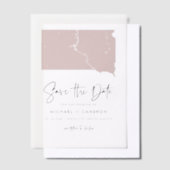 Blush Pink South Dakota Minimalist Bewaar de datum Vellum Uitnodigingen (Offset)