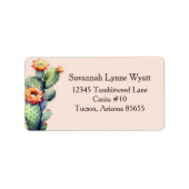 Blush Pink Southwest Floral Cactus Desert Theme Etiket (Voorkant)