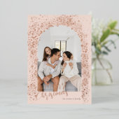 Blush Pink Sparkle Arch Photo Folie Feestdagenkaart (Staand Voorkant)