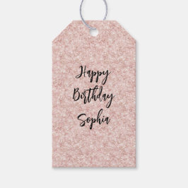 Blush Pink Sparkle Glitter Birthday Cadeaulabel