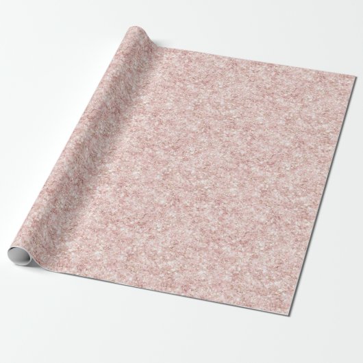 Blush Pink Sparkle Glitter Birthday Cadeaupapier (Uitgerold)