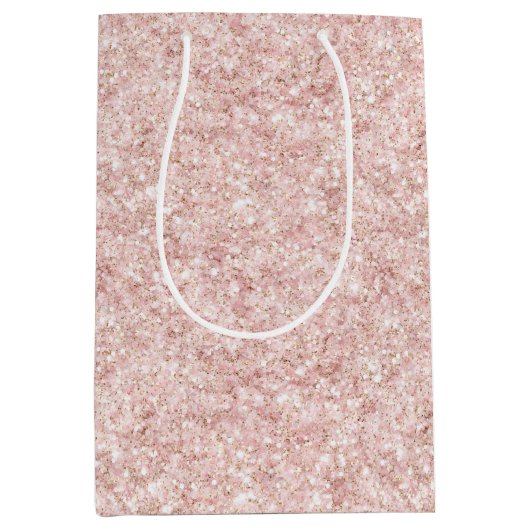 Blush Pink Sparkle Glitter Birthday Medium Cadeauzakje (Voorkant)