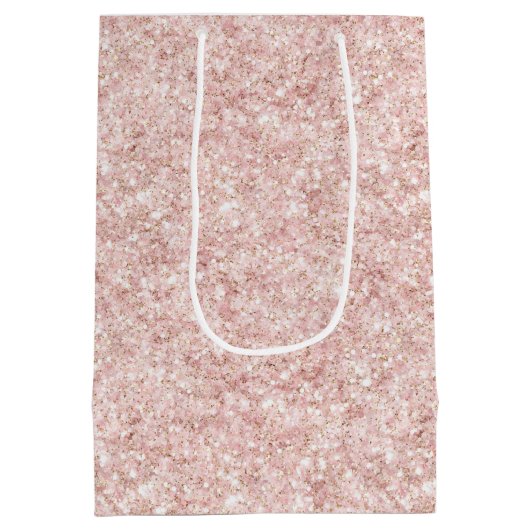 Blush Pink Sparkle Glitter Birthday Medium Cadeauzakje (Achterkant)